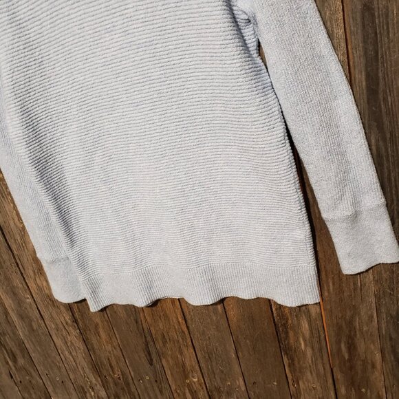 Loft M Tunic Sweater Light Blue Wool Blend Cowl Neck Long Sleeve Ribbed Medium - Picture 3 of 7